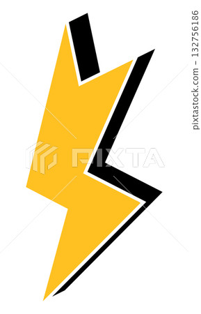 Bold lightning bolt symbol in yellow and black design Bold lightning bolt symbol in yellow and black design 132756186