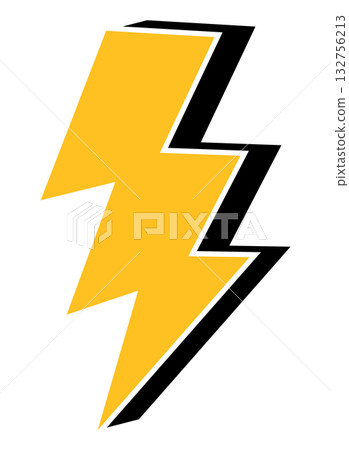 Bold yellow lightning bolt icon for innovative design concepts Bold yellow lightning bolt icon for innovative design concepts 132756213