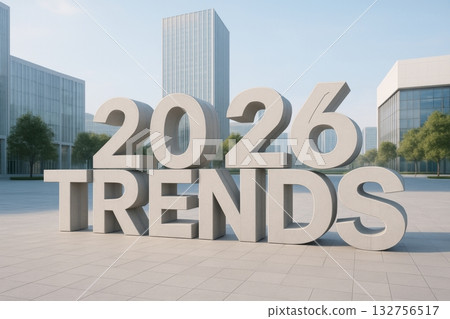 2026 trends in urban architecture with skyscrapers and plaza, background 2026 trends in urban architecture with skyscrapers and plaza, background 132756517