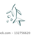 Mistletoe branch with berries drawn in minimal hand sketch style on white background for winter design projects 132756620
