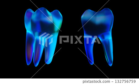Blue Glowing Teeth 3D Futuristic Dental Visualization Blue Glowing Teeth 3D Futuristic Dental Visualization 132756759