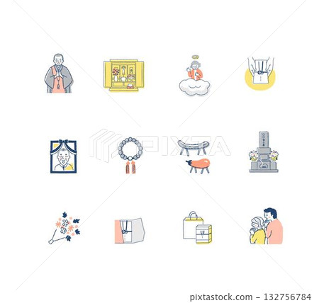 Various Buddhist Ceremonies Icon Set 1 132756784