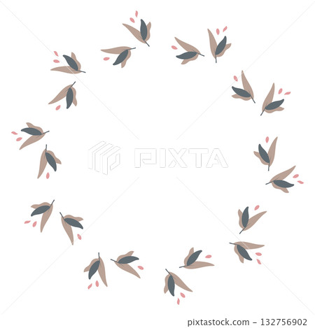 Minimal wreath with beige grey leaves and pink accents 132756902