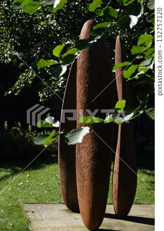 Kyiv, Ukraine, September 27, 2025: Airplane blades decorating a city park in Kyiv Kyiv, Ukraine, September 27, 2025: Airplane blades decorating a city park in Kyiv 132757120