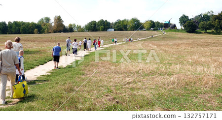 Kyiv, Ukraine, September 1, 2025: Walking tour of the Pirogovo National Museum of Folk Architecture and Rural Life of Ukraine in Kyiv 132757171