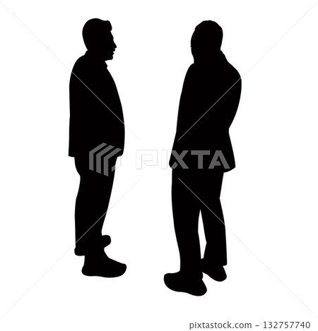 two men making chat, silhouette vector two men making chat, silhouette vector 132757740