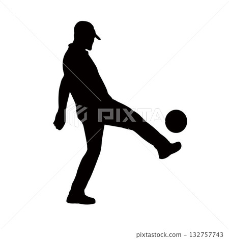 a man playing football, silhouette vector a man playing football, silhouette vector 132757743