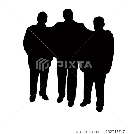 three men standing silhouette vector 132757747