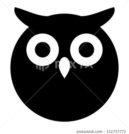 Owl, black and white vector silhouette icon shape illustration, isolated on white Owl, black and white vector silhouette icon shape illustration, isolated on white 132757772