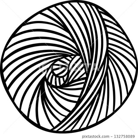 Sketch style yarn skein for knitting in simple black and white line art. Wool thread icon drawn as a doodle, minimalist illustration for handicraft and DIY hobby themes Sketch style yarn skein for knitting in simple black and white line art. Wool thread icon drawn as a doodle, minimalist illustration for handicraft and DIY hobby themes 132758089