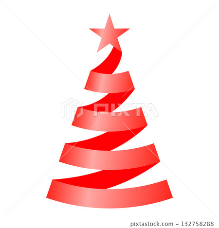 Christmas tree spiral ribbon decoration illustration of a decorated ribbon and star Christmas tree spiral ribbon decoration illustration of a decorated ribbon and star 132758288