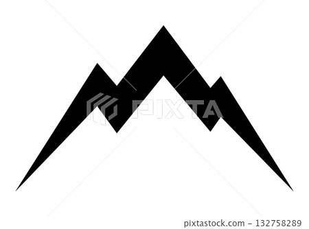 mountains silhouette symbol icon shape, black and white illustration 132758289