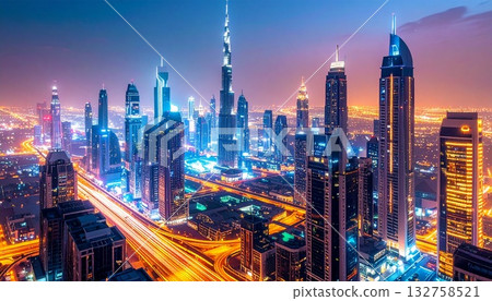 從摩天大樓看到的夜景 132758521