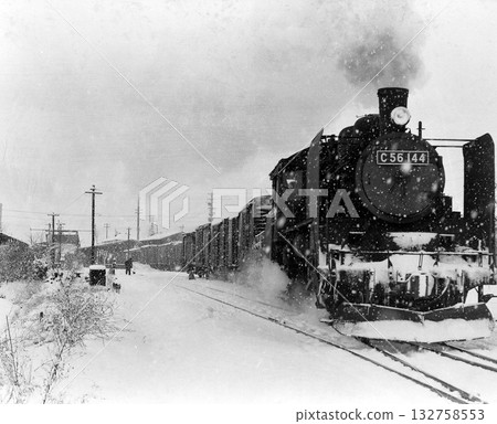A C56 steam locomotive in the snow A C56 steam locomotive in the snow 132758553