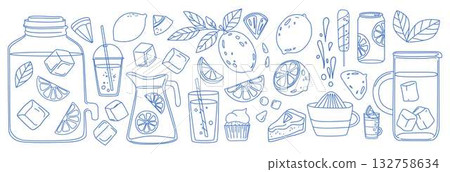 Lemonade and Citrus Drinks Doodle Set Lemonade and Citrus Drinks Doodle Set 132758634