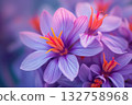 Blooming purple saffron with harvest flower collection after autumn AI Generative 132758968