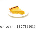Pumpkin pie on a plate on a white background 132758988