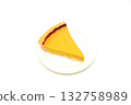 Pumpkin pie on a plate on a white background 132758989
