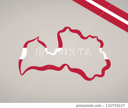 Latvia - Outline map and corner flag Latvia - Outline map and corner flag 132759227