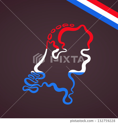 Netherlands - Outline map and corner flag Netherlands - Outline map and corner flag 132759228