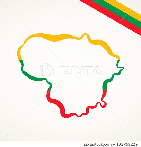 Lithuania - Outline map and corner flag Lithuania - Outline map and corner flag 132759229