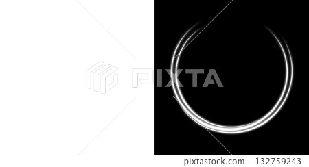透明和黑色背景上的圓形光弧 132759243