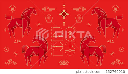 Modern geometric banner for Chinese New Year 2026 - Year of the Horse 132760010