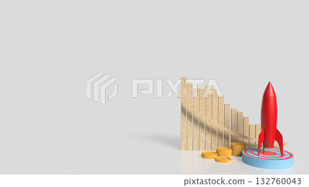 The Rocket on Target point for Business concept 3d Rendering. 132760043