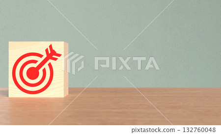 The Red Target on Wood cube for Business concept 3d Rendering. The Red Target on Wood cube for Business concept 3d Rendering. 132760048