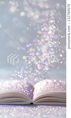 A vertical book with magical dancing lights A vertical book with magical dancing lights 132760070