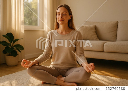 Young Woman Practicing Yoga 132760588