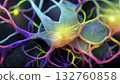 Colorful illustration of neurons interconnected in a brain-like network Colorful illustration of neurons interconnected in a brain-like network 132760858