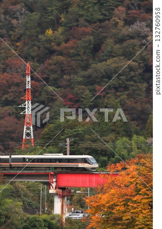 2025年11月2日，383系列特快列車「寬景信濃號」行駛在秋色斑斕的木曾路上。 132760958