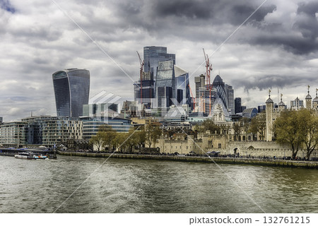 River Thames and city skyline of London, England, UK 132761215