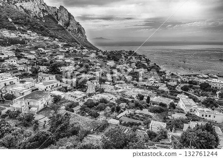 Panoramic view over Marina Grande, main port of Capri, Italy 132761244