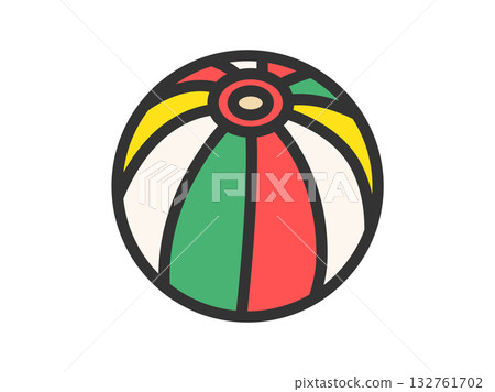 手鞠圖標插圖（線描彩色） 132761702