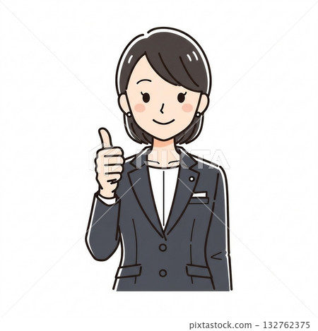 A woman in a suit giving a good sign 132762375