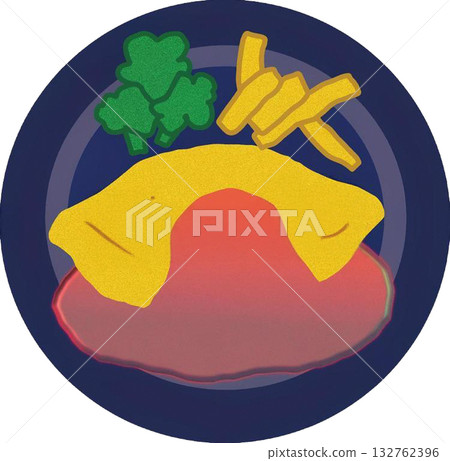 可愛的手繪蛋包飯和薯條插圖 可愛的手繪蛋包飯和薯條插圖 132762396