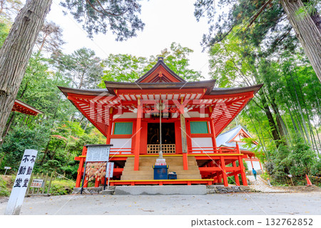Autumn at Takkoku-no-Iwaya Bishamon-do Hall and Himemachi Fudo-do Hall, Hiraizumi Town, Iwate Prefecture 132762852