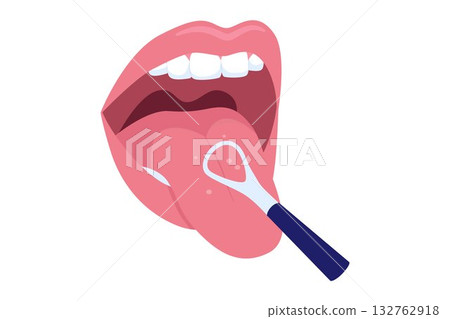 Vector of Cleaning the Tongue and Oral Hygiene Vector of Cleaning the Tongue and Oral Hygiene 132762918