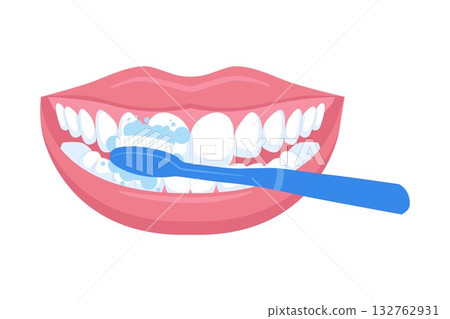Illustration of Brushing Teeth and Oral Hygiene Illustration of Brushing Teeth and Oral Hygiene 132762931