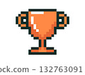 8 bits pixel art bronze winner trophy cup icon 132763091