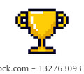 8 bits pixel art yellow winner trophy cup icon 132763093