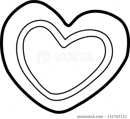 Christmas  Cookies Heart Shape Outline Doodle Hand Drawn 132763131