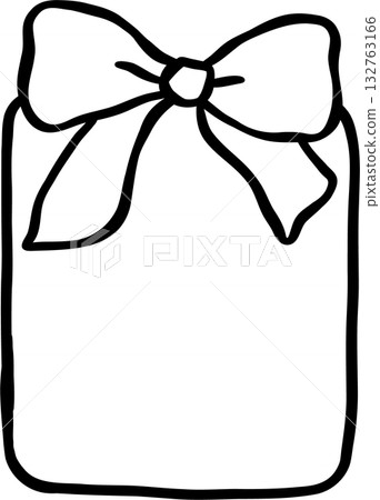 Coquette Christmas Gift Box Outline with Cute Bow Doodle Hand Drawn Coquette Christmas Gift Box Outline with Cute Bow Doodle Hand Drawn 132763166