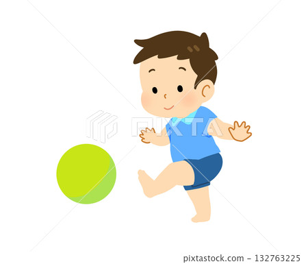 Illustration of a child kicking a ball Illustration of a child kicking a ball 132763225