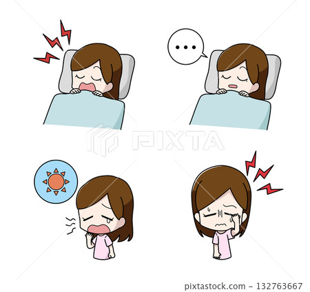 睡眠呼吸中止症症狀插圖集 - 女性 睡眠呼吸中止症症狀插圖集 - 女性 132763667