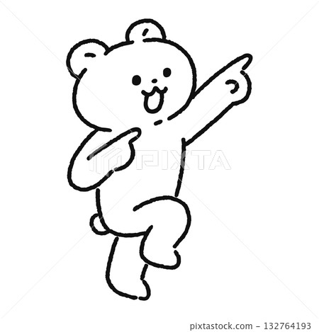 可愛的熊指著線條畫 132764193