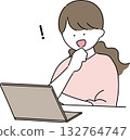 Illustration of a woman operating a personal computer 132764747