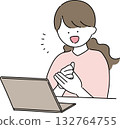 Illustration of a woman operating a personal computer 132764755